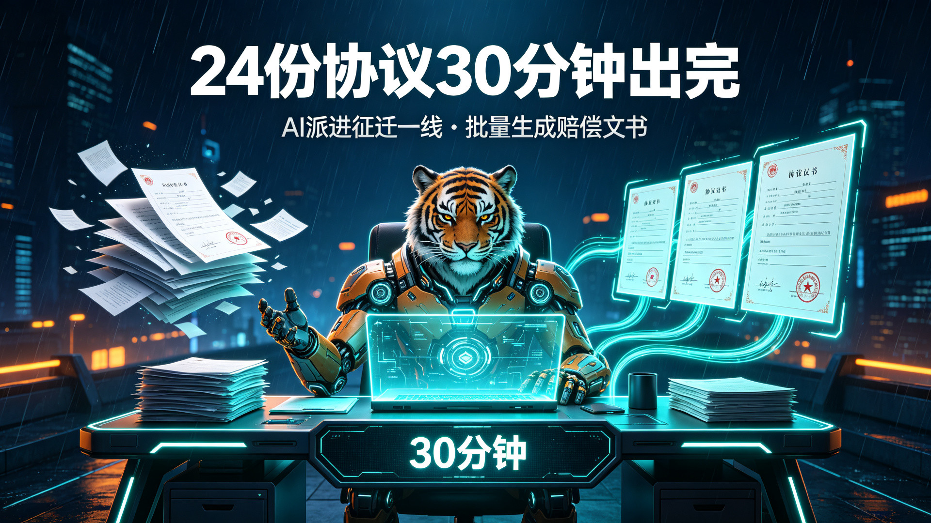 封面:AI 进一线业务:工程征迁场景 24 户赔偿协议 30 分钟批量生成