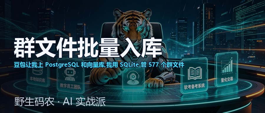 封面:豆包让我上 PostgreSQL 和向量库,我用 SQLite 把 577 个微信群文件管起来了